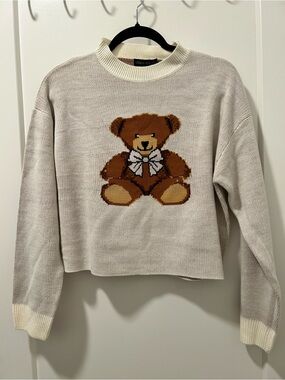 Urban Heritage Off-White Cropped Teddy Bear Knit Sweater